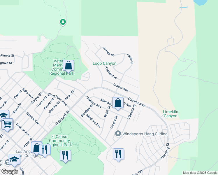 map of restaurants, bars, coffee shops, grocery stores, and more near 13824 Gavina Avenue in Los Angeles