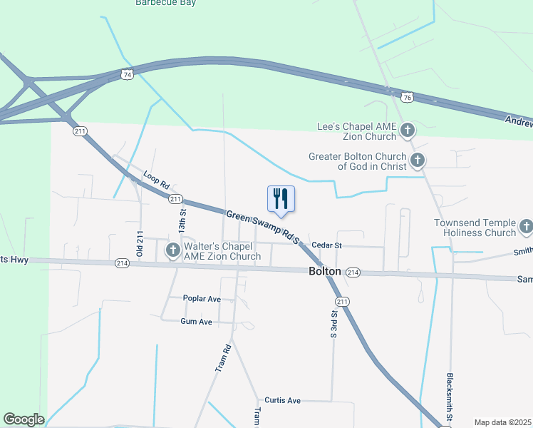 map of restaurants, bars, coffee shops, grocery stores, and more near 855 Green Swamp Road in Bolton