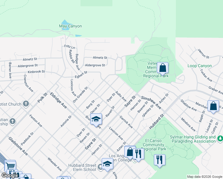 map of restaurants, bars, coffee shops, grocery stores, and more near 13847 Aults Avenue in Los Angeles