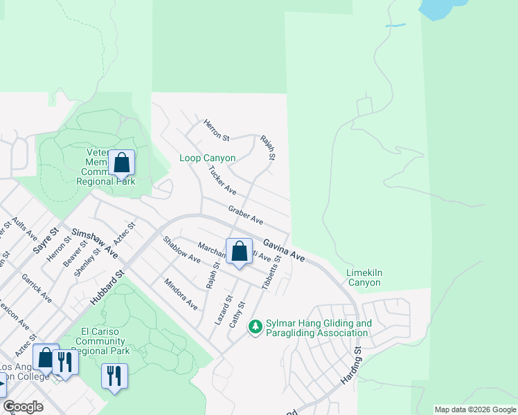 map of restaurants, bars, coffee shops, grocery stores, and more near 13869 Tucker Avenue in Los Angeles