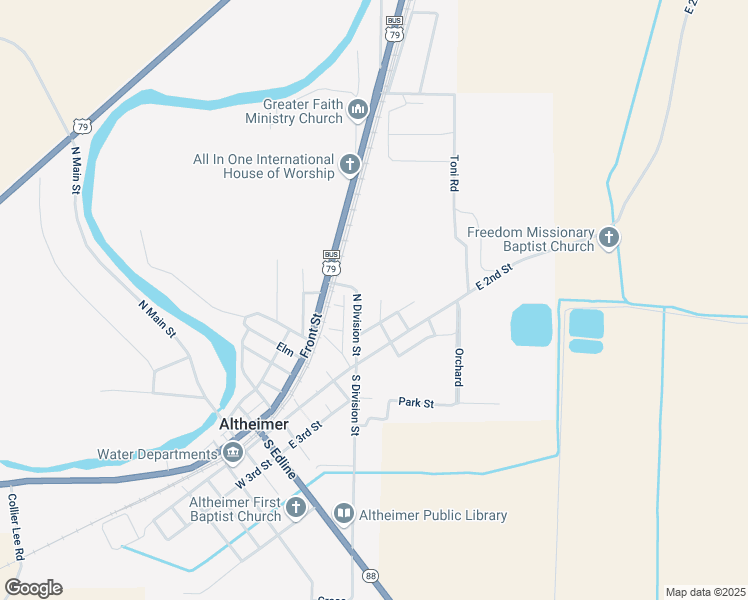 map of restaurants, bars, coffee shops, grocery stores, and more near 208 North Arkansas Street in Altheimer