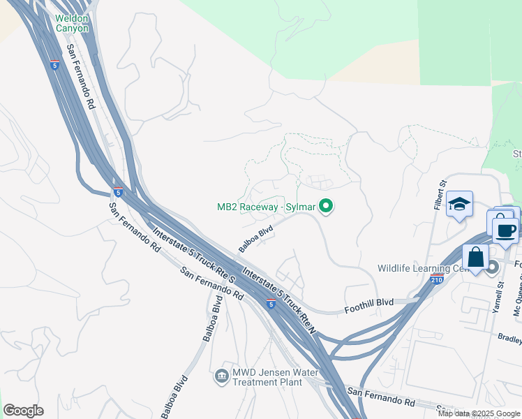 map of restaurants, bars, coffee shops, grocery stores, and more near 16722 Nicklaus Drive in Los Angeles