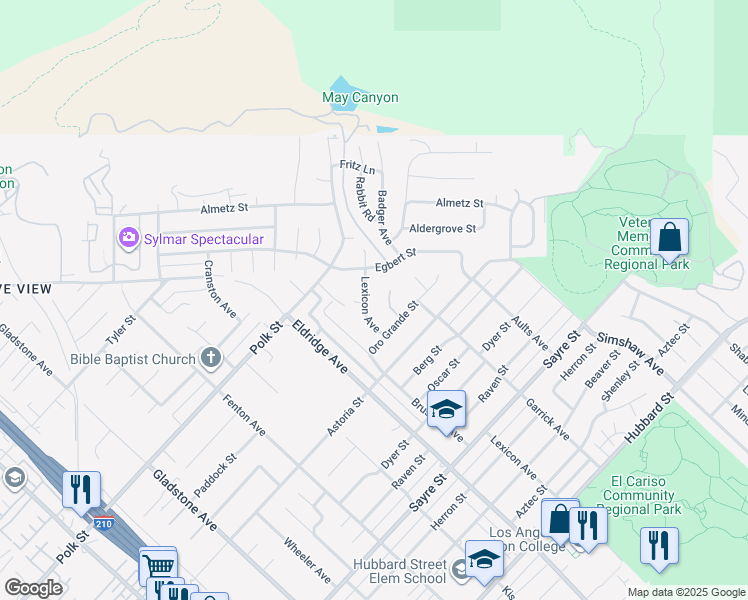 map of restaurants, bars, coffee shops, grocery stores, and more near 13850 Lexicon Avenue in Los Angeles