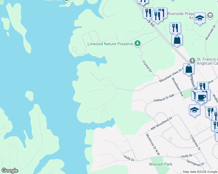 map of restaurants, bars, coffee shops, grocery stores, and more near 525 Bayberry Crossing Drive in Gainesville