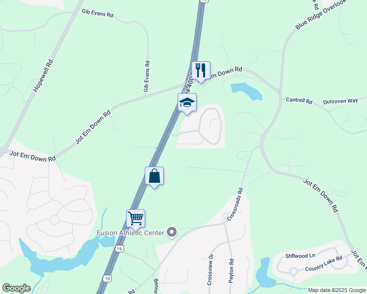 map of restaurants, bars, coffee shops, grocery stores, and more near 6265 Smoke Ridge Lane in Cumming