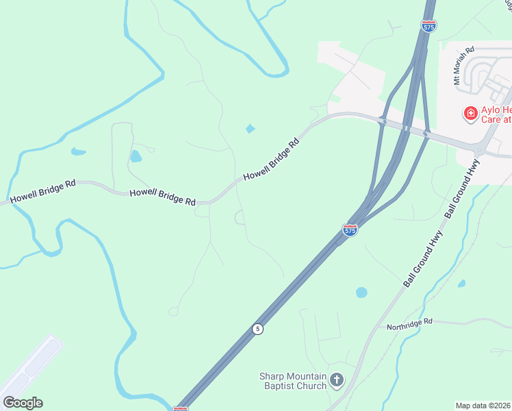 map of restaurants, bars, coffee shops, grocery stores, and more near 201 North Sharp Mountain Church Lane in Ball Ground