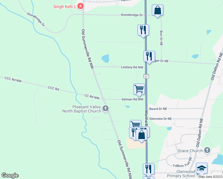 map of restaurants, bars, coffee shops, grocery stores, and more near Summer Stone Drive in Rome
