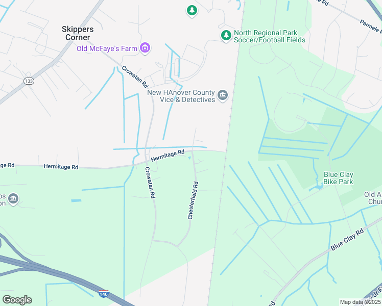 map of restaurants, bars, coffee shops, grocery stores, and more near 302 Chesterfield Road in Castle Hayne