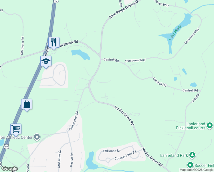 map of restaurants, bars, coffee shops, grocery stores, and more near 5270 Kendalls Way in Cumming