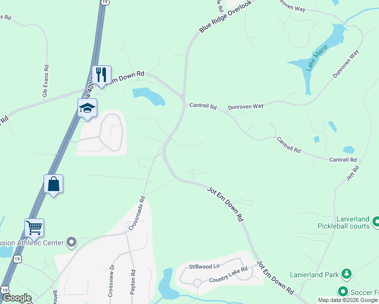 map of restaurants, bars, coffee shops, grocery stores, and more near 5260 Kendalls Way in Cumming