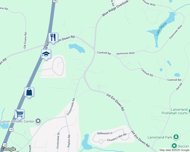 map of restaurants, bars, coffee shops, grocery stores, and more near 5250 Kendalls Way in Cumming