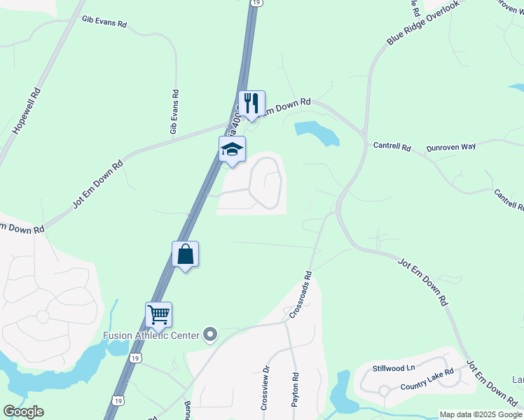 map of restaurants, bars, coffee shops, grocery stores, and more near 6015 Mountain Top Place in Cumming