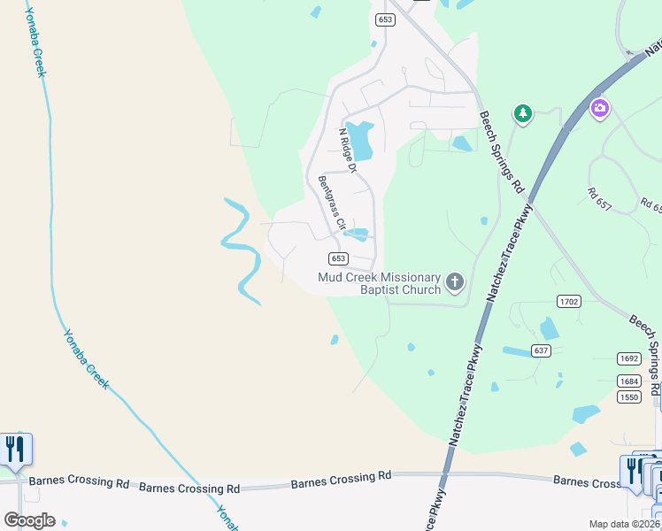 map of restaurants, bars, coffee shops, grocery stores, and more near 377 Road 653b in Saltillo