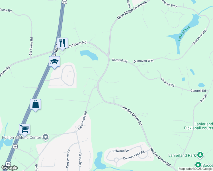 map of restaurants, bars, coffee shops, grocery stores, and more near 5240 Kendalls Way in Cumming