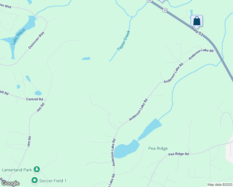 map of restaurants, bars, coffee shops, grocery stores, and more near 7175 Anderson Lake Road in Dawsonville