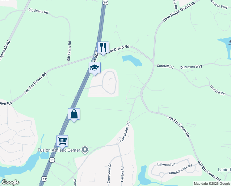map of restaurants, bars, coffee shops, grocery stores, and more near 5885 Mountain Top Place in Cumming