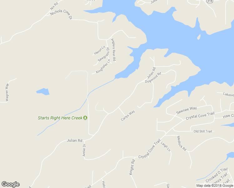 map of restaurants, bars, coffee shops, grocery stores, and more near 6285 Julian Road in Gainesville