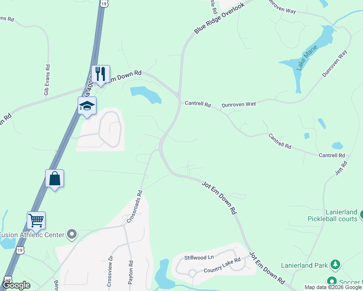 map of restaurants, bars, coffee shops, grocery stores, and more near 5250 Kendalls Way in Cumming