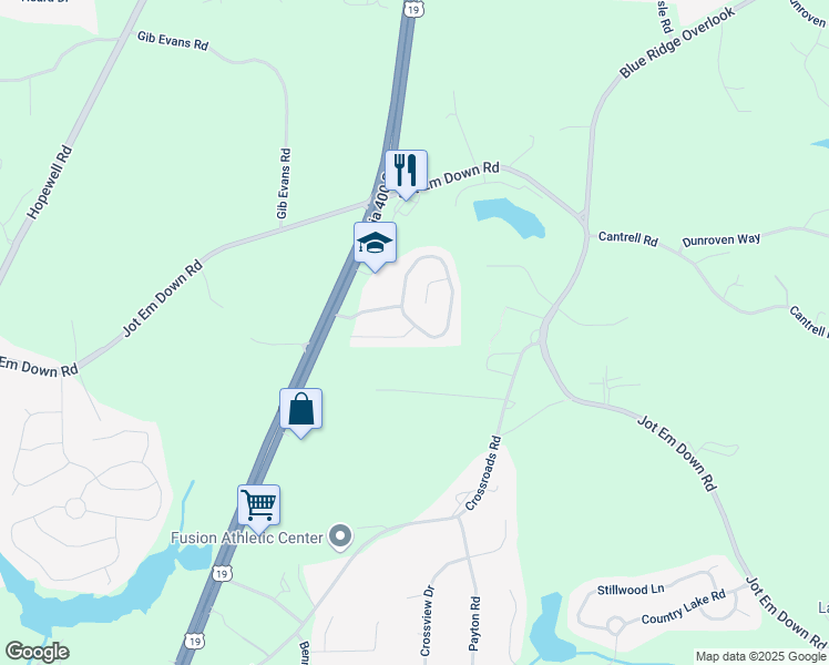 map of restaurants, bars, coffee shops, grocery stores, and more near 6015 Mountain Top Place in Cumming