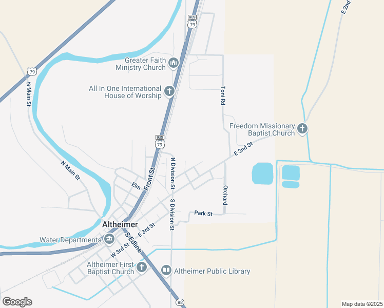map of restaurants, bars, coffee shops, grocery stores, and more near 208 North Arkansas Street in Altheimer