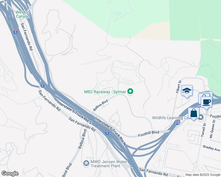 map of restaurants, bars, coffee shops, grocery stores, and more near 16706 Nicklaus Drive in Los Angeles