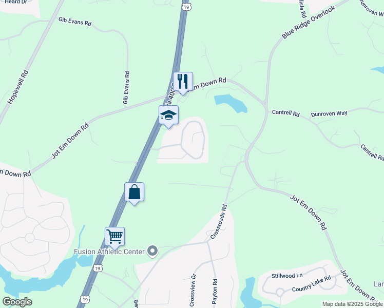 map of restaurants, bars, coffee shops, grocery stores, and more near 5990 Mountain Top Place in Cumming