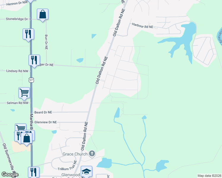 map of restaurants, bars, coffee shops, grocery stores, and more near 29 Royal Oaks Drive in Rome