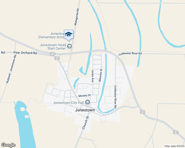 map of restaurants, bars, coffee shops, grocery stores, and more near Jones Avenue in Jonestown
