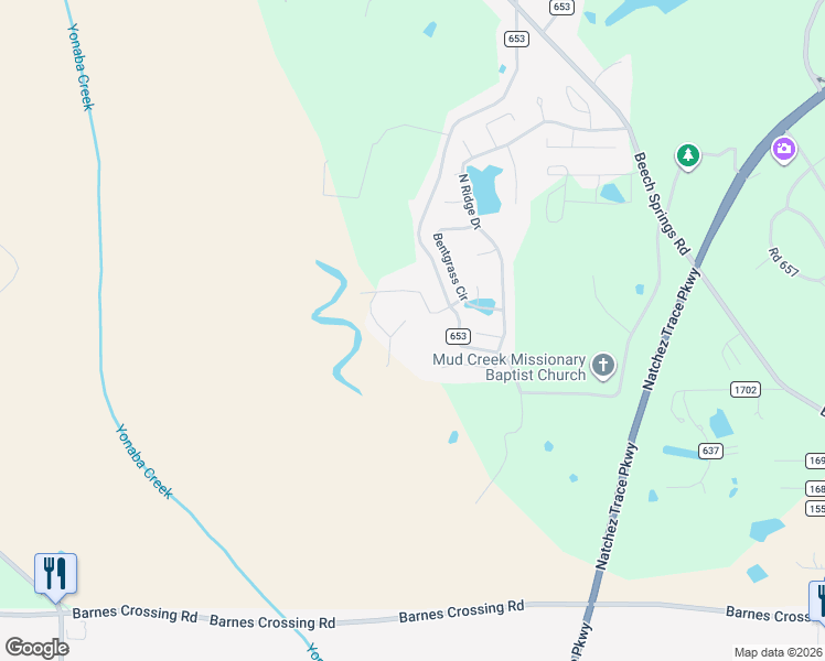 map of restaurants, bars, coffee shops, grocery stores, and more near 377 Road 653b in Saltillo
