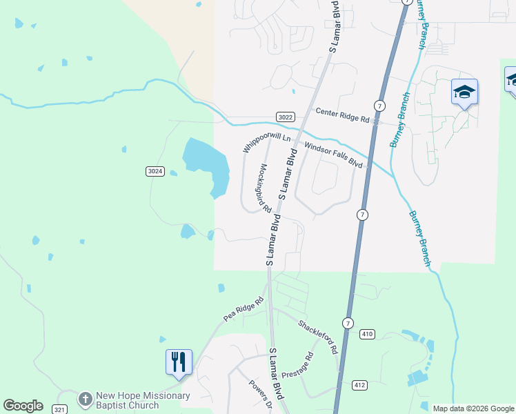 map of restaurants, bars, coffee shops, grocery stores, and more near 3312-3406 Whippoorwill Ln in Oxford