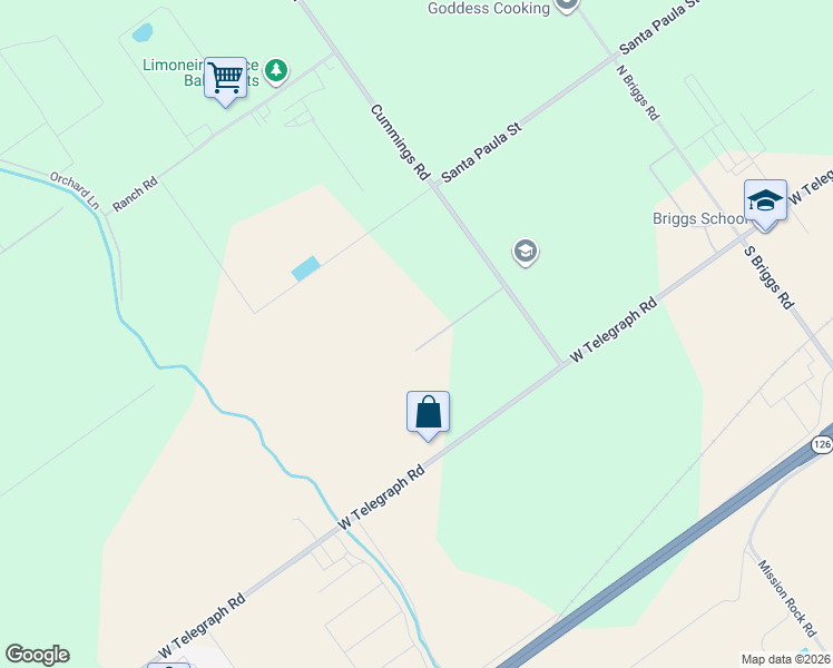 map of restaurants, bars, coffee shops, grocery stores, and more near 13721 West Telegraph Road in Santa Paula