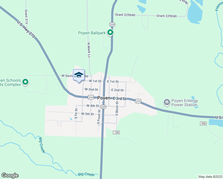 map of restaurants, bars, coffee shops, grocery stores, and more near in Poyen