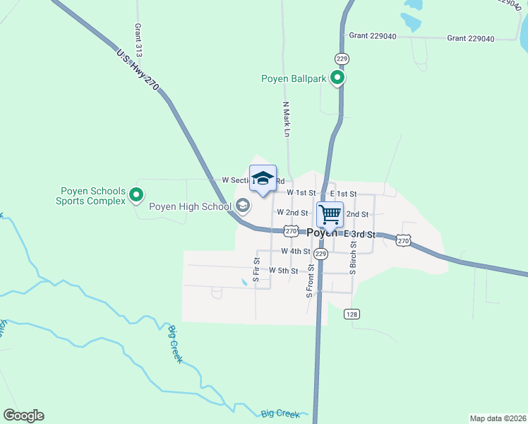 map of restaurants, bars, coffee shops, grocery stores, and more near 14296 U.S. 270 in Poyen