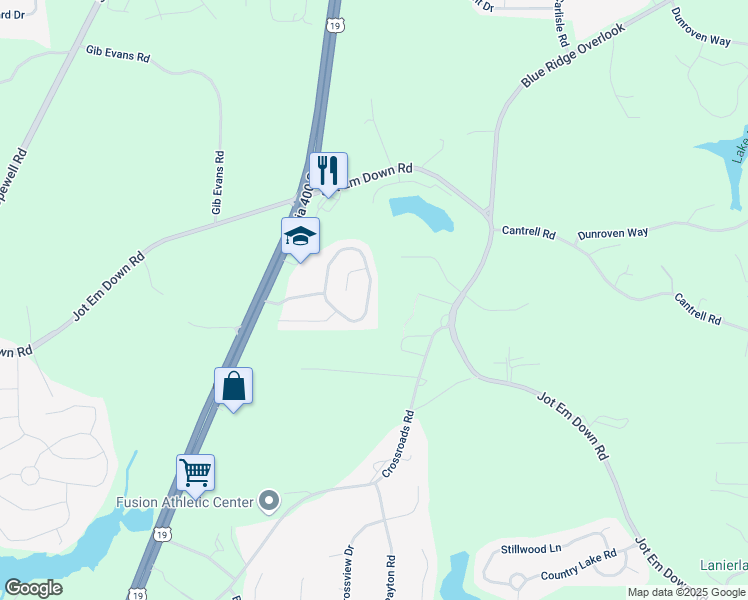 map of restaurants, bars, coffee shops, grocery stores, and more near 5815 Mountain Top Place in Cumming