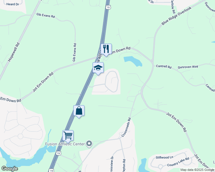 map of restaurants, bars, coffee shops, grocery stores, and more near 6140 Mountain Top Place in Cumming