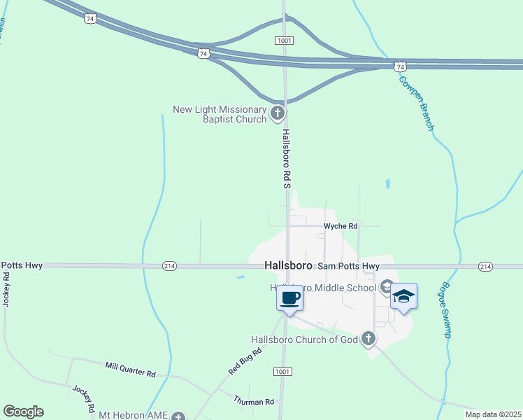 map of restaurants, bars, coffee shops, grocery stores, and more near 55 Wyche Mews in Hallsboro