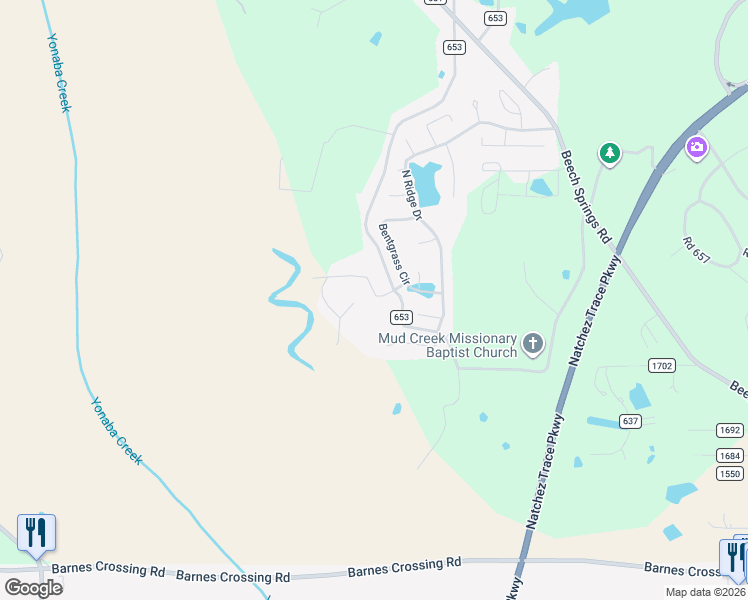 map of restaurants, bars, coffee shops, grocery stores, and more near 377 Road 653b in Saltillo