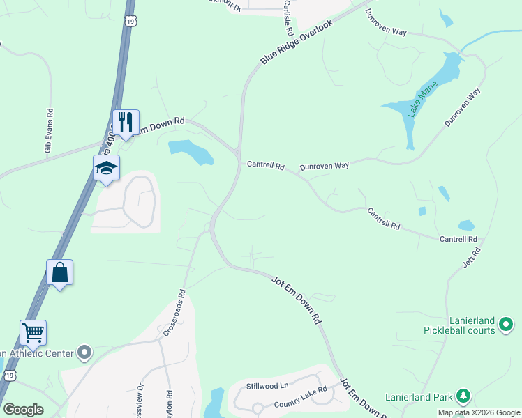 map of restaurants, bars, coffee shops, grocery stores, and more near 5295 Kendalls Way in Cumming