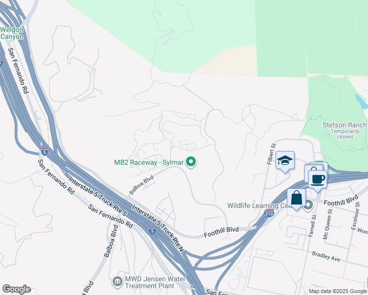 map of restaurants, bars, coffee shops, grocery stores, and more near 13931 Balboa Boulevard in Los Angeles