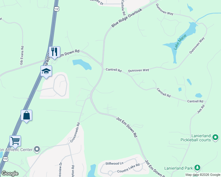map of restaurants, bars, coffee shops, grocery stores, and more near 5295 Kendalls Way in Cumming
