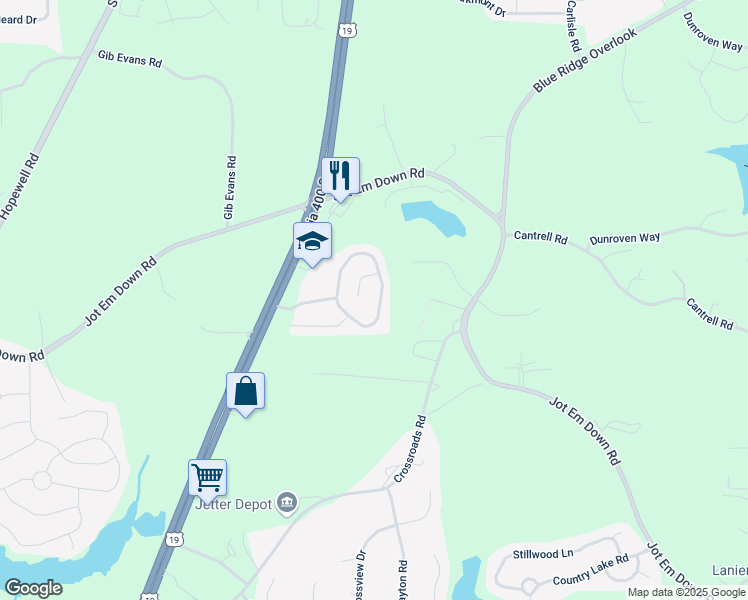 map of restaurants, bars, coffee shops, grocery stores, and more near 5790 Mountain Top Place in Cumming