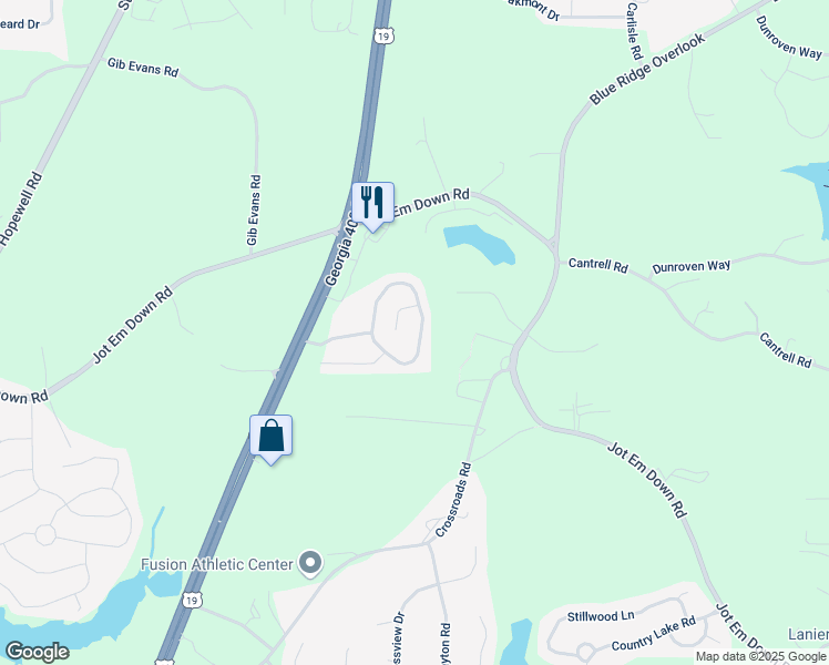 map of restaurants, bars, coffee shops, grocery stores, and more near 5790 Mountain Top Place in Cumming
