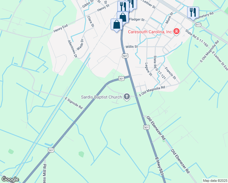 map of restaurants, bars, coffee shops, grocery stores, and more near 586-4490 North Second Avenue in Latta
