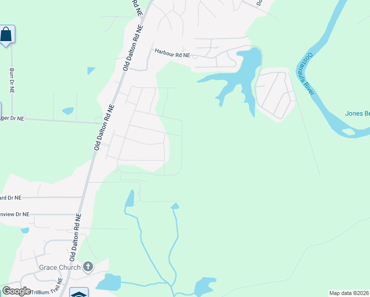 map of restaurants, bars, coffee shops, grocery stores, and more near 98 Majestic Oaks Way Northeast in Rome