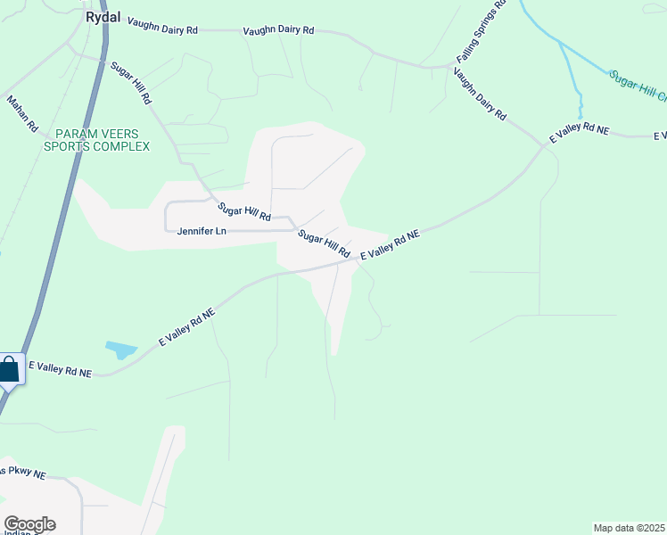 map of restaurants, bars, coffee shops, grocery stores, and more near 0 Cherokee Hills Drive in Rydal