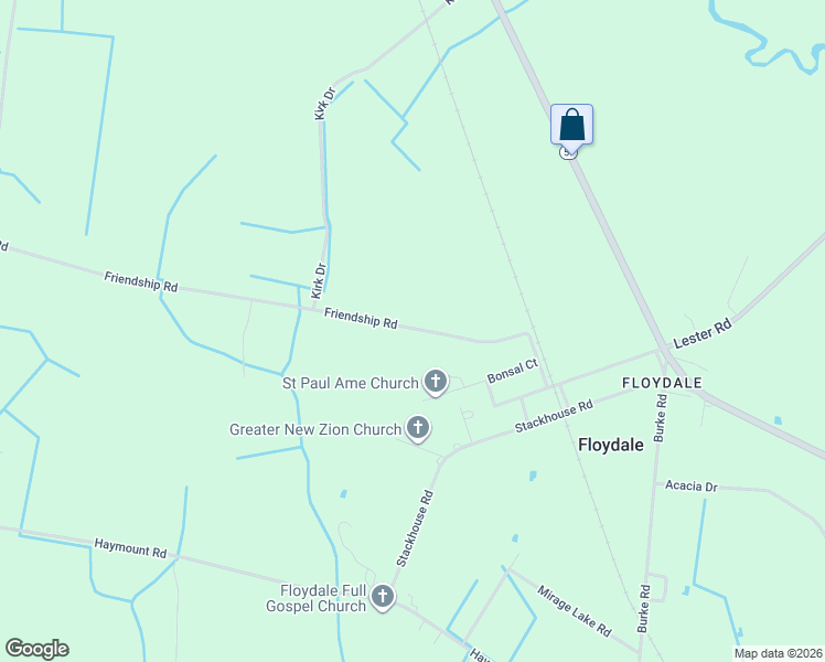 map of restaurants, bars, coffee shops, grocery stores, and more near 1600 Friendship Road in Dillon
