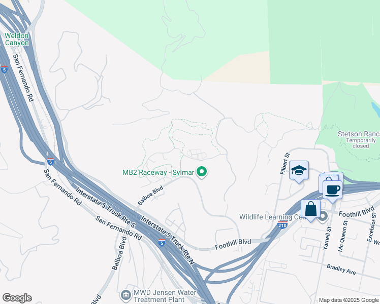 map of restaurants, bars, coffee shops, grocery stores, and more near 16479 Nicklaus Drive in Los Angeles