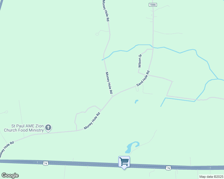 map of restaurants, bars, coffee shops, grocery stores, and more near 1214 Money Hole Road in Riegelwood