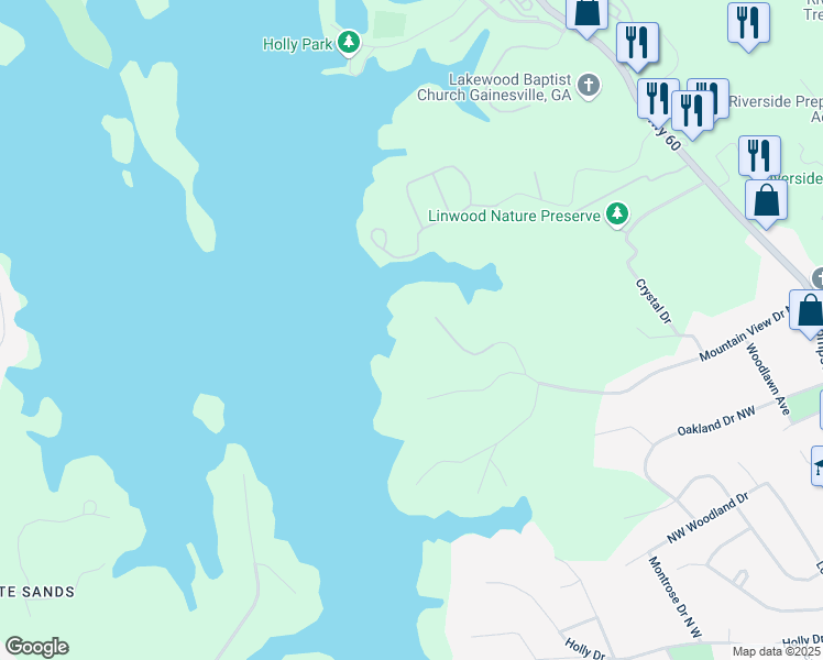 map of restaurants, bars, coffee shops, grocery stores, and more near 561 Bayberry Crossing Drive in Gainesville