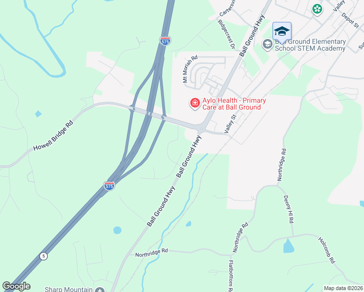 map of restaurants, bars, coffee shops, grocery stores, and more near 8049 Ball Ground Highway in Ball Ground
